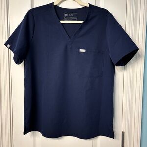 Women’s FIGS Navy Blue Catarina One Pocket Scrub Top-Large